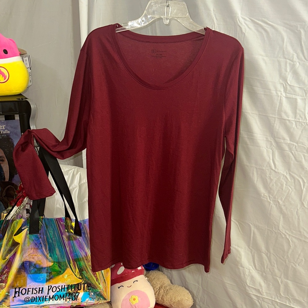 No Boundaries Deep Red Long Sleeve Blouse